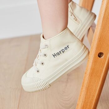Personalised Ivory Kids High Top Trainers, 4 of 5