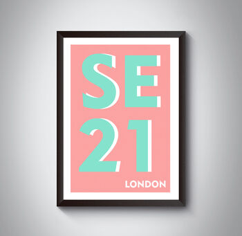 Se21 Dulwich, London Postcode Typography Print, 6 of 7