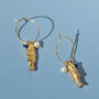Golden Fish And Pearl Charm Hoop Earrings, thumbnail 1 of 7