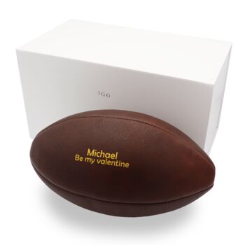 Personalised Vintage Tan Leather Rugby Ball, 2 of 7