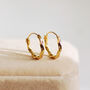Gold Plated Twisted Huggie Hoop Earrings, thumbnail 4 of 5