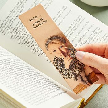 Personalised ‘Shhh…’ Leather Bookmark With Photo, 2 of 4