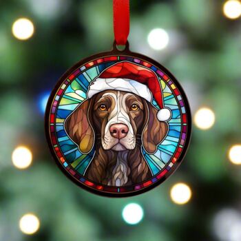 German Shorthaired Pointer In Santa Hat Suncatcher Decoration, 4 of 6