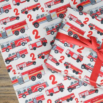 Personalised Fireman Fire Truck Wrapping Paper, 7 of 9