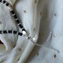 925 Silver Black Bead Butterfly Adjustable Anklet, thumbnail 2 of 5