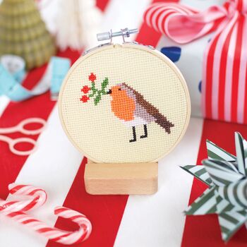 Robin With Berries Christmas Cross Stitch Kit, 2 of 6