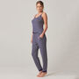 Women's Bamboo Camisole Pyjama Set Grey/Navy Stripe, thumbnail 3 of 4
