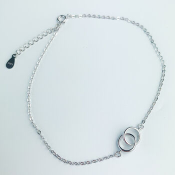 Sterling Silver Interlocking Rings Anklet, 2 of 6