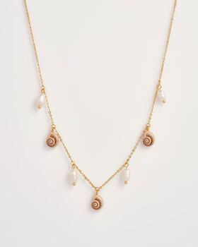 Spiral Shell Charm And Pearl Necklace, 3 of 6