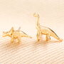 Chunky Dinosaur Stud Earrings In Gold Plating, thumbnail 2 of 4