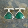 9ct Natural Emerald Cufflinks Set In Solid Sterling Silver, thumbnail 1 of 2