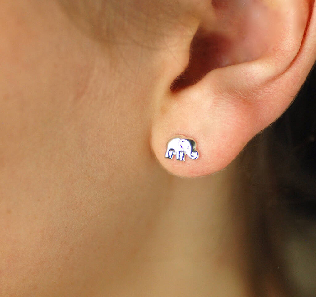 Sterling Silver Tiny Elephant Stud Earrings By Penelopetom
