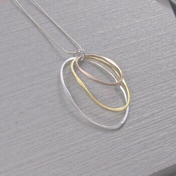 Sterling Silver Triple Hoop Pendant, 2 of 3