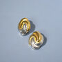 Mixed Metal Swirl Sculptural Stud Earrings, thumbnail 2 of 4