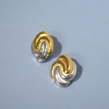 Mixed Metal Swirl Sculptural Stud Earrings, 2 of 4
