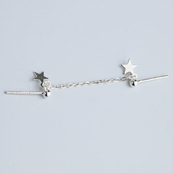 Sterling Silver Double Piercing Star Stud Earrings, 2 of 4
