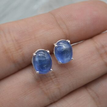 Kyanite Stud Earrings: Sterling Silver Or Gold, 4 of 6