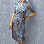 1940's Style Party Dress In Japan Blue Floral Crepe, thumbnail 1 of 3
