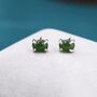 Genuine Green Japer Jade Oval Stud Earrings, thumbnail 3 of 10
