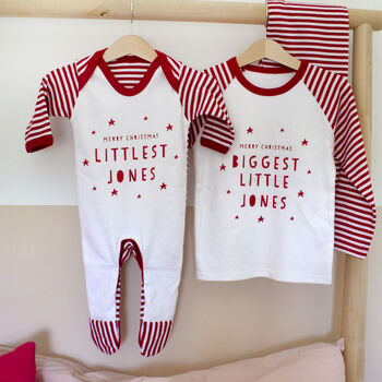 Personalised Romper Or Sibling Christmas Pyjamas Set, 2 of 2