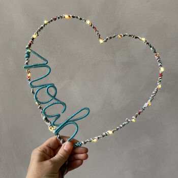 Personalised Liberty Print Fairy Light Heart, 3 of 7