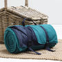 Large Teal Green And Navy Fleece Picnic Blanket, thumbnail 1 of 4