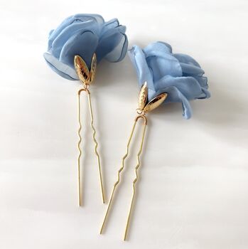 Blue Flower Hair Pins, 5 of 7