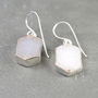 Hex Gem Earrings White Druzy And Silver, thumbnail 2 of 3