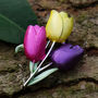 Tulip Yellow Purple And Pink Flower Brooch, thumbnail 1 of 4