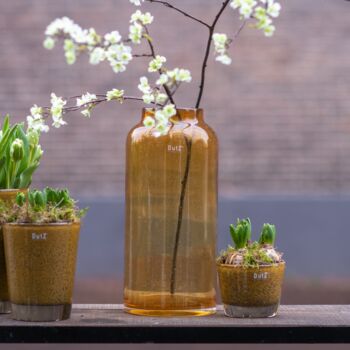 Glass Flowervase Barrel B2 Gold Bubbles, 7 of 7