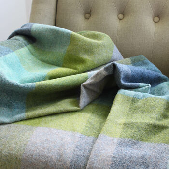 Green And Blue Check Wool Throw, 2 of 3
