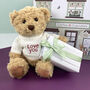Valentine's Day Teddy Bear With Belgian Chocolates, thumbnail 2 of 7