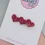 Pink Heart Glitter Hair Clip / Resin Barrette / Statement Shimmering Hair Slide / Love Theme Accessory, thumbnail 3 of 4