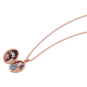 Little 18 K Rose Gold Plate Oval Clear Crystal Locket, 3 of 9