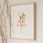 Personalised Couples Birth Flower Print, thumbnail 1 of 6