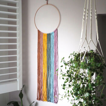 Modern Rainbow Joy Macrame Hoop Wall Hanging, 2 of 7