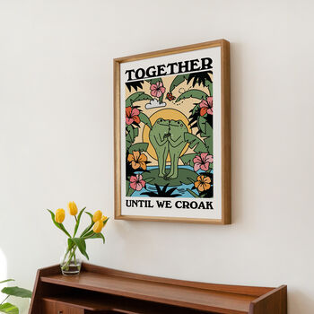 'Together Until We Croak' Cute Frog Couples Print, 2 of 9