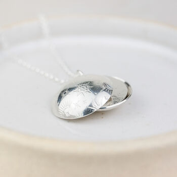 Sterling Silver Engraved Celestial Secret Locket, 2 of 4