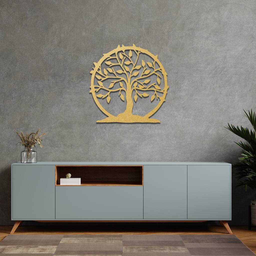 Wooden Tree Of Life Wall Art, Circular Tree Wall Decor By Duke Craft
