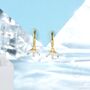 Sterling Silver Aurora Ab Cz Marquise Crown Huggie Hoop Earrings, thumbnail 5 of 10