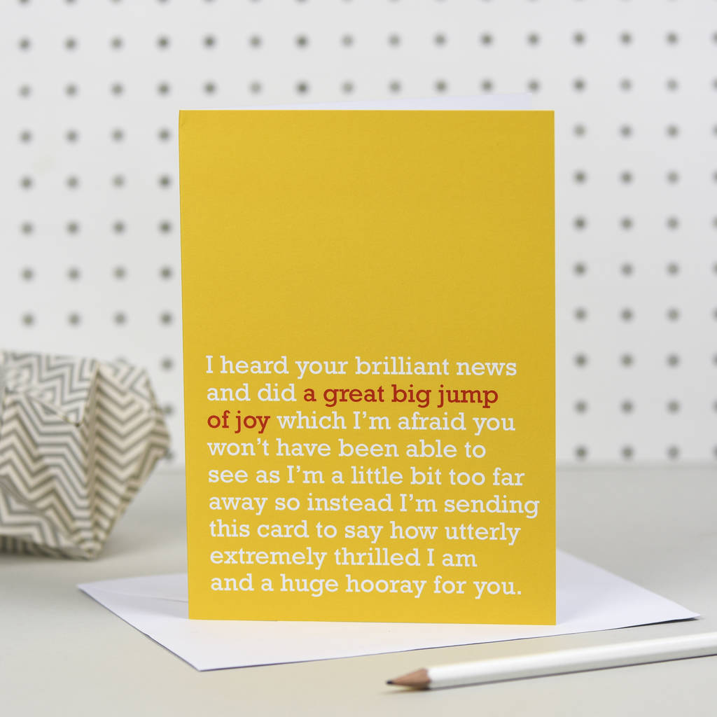 'A Great Big Jump Of Joy' Card For Congratulations By The Right Lines ...