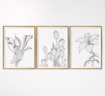 Set Of Three Contemporary Floral Art Prints, 6 of 8