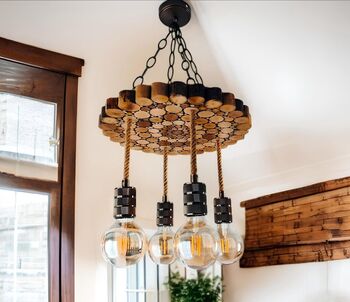 Live Edge Wood Chandelier, 5 of 7