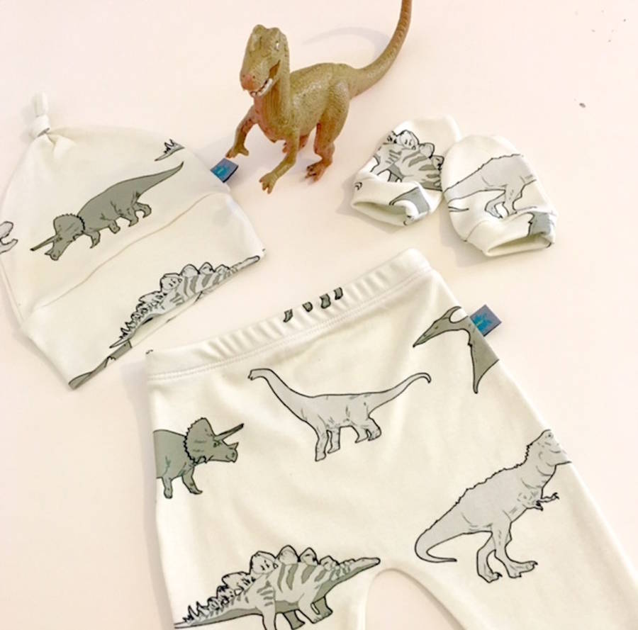 dinosaur print organic baby leggings by maebelle & bo