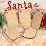Set Of Five Reusable Santa's Nice List Wooden Gift Tags, thumbnail 1 of 5