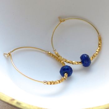 Lapis Lazuli And Fair Trade Hoops 30mm, 7 of 10