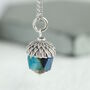 Peacock Blue Silver Acorn Necklace, thumbnail 5 of 9