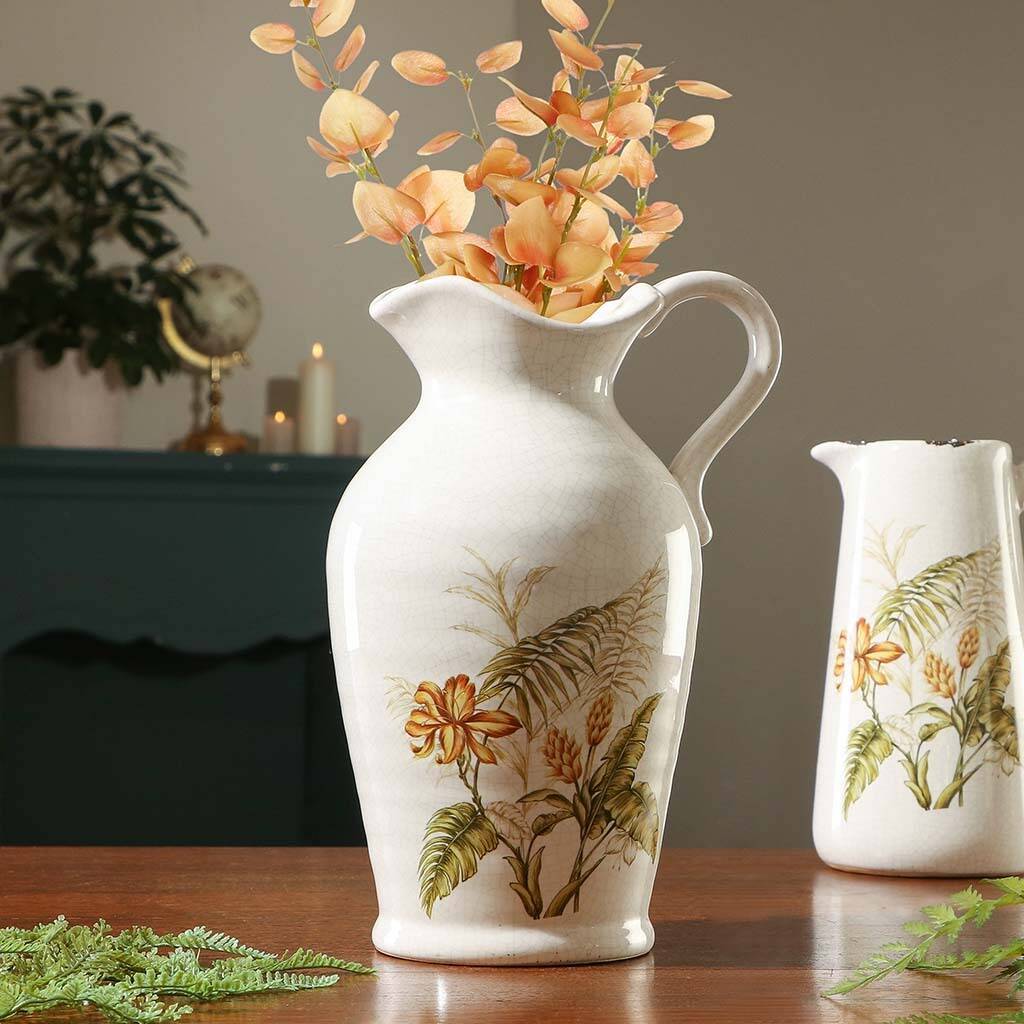 Pressed Flowers Ceramic Jug Vase By Dibor