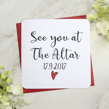 See You At The Altar Personalised Wedding Card, 2 of 2
