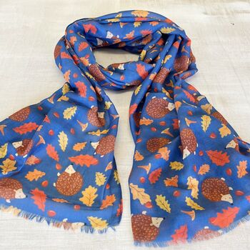 Hedgehog And Autumn Leaves Scarf, 3 of 6